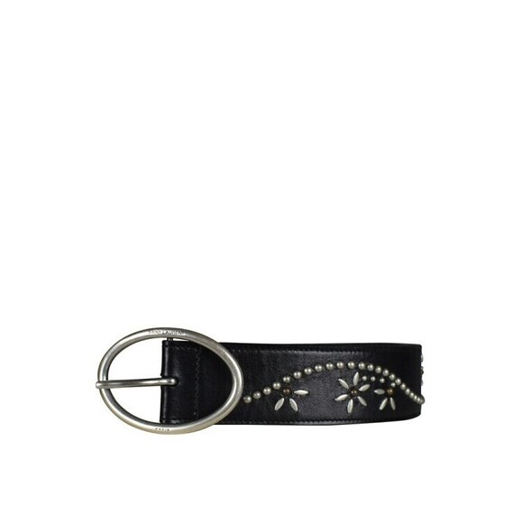 Saint Laurent Floral-Studded Leather Belt With Silver-Plated Buckle - NWT